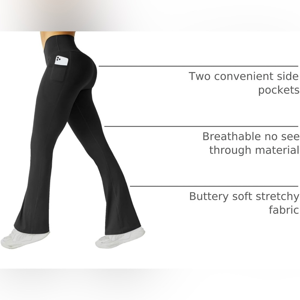 Women's Yoga Pants with Pockets High Waist Flared Leggings Bootcut Pants Sz L - Picture 2 of 7